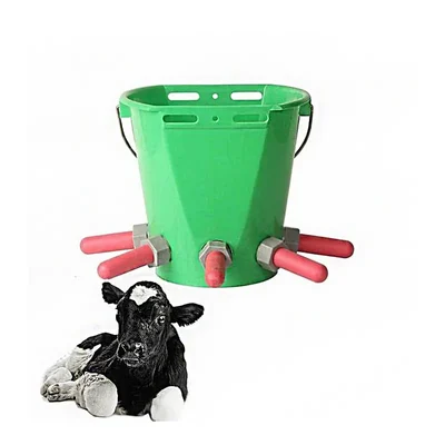 8L Calf Milk Feeding Bucket with 5 Teat Nipples | Durable Farm Milk Feeder for Calves Feeding Solution