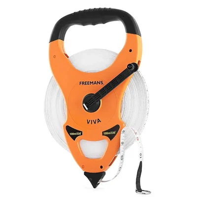 Freemans Viva Open Reel 100m Fiberglass Measuring Tape VO100 Non Conductive Heavy Duty Distance Layout Tool