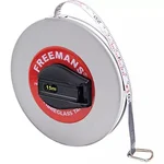 Freemans 15m Grey Fiberglass Measuring Tape 13mm Class III Accuracy Vinyl Leatherette Case Construction Surveying FN15