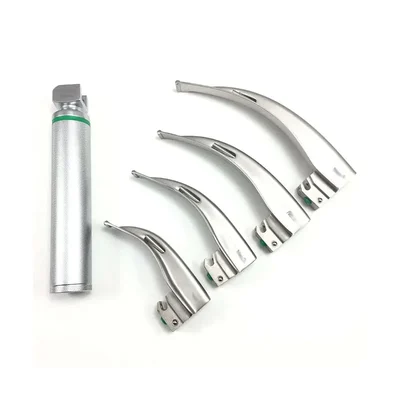BEXCO Stainless Steel Macintosh Fibre Optic Laryngoscope Set with Handle for Shadow-Free Light