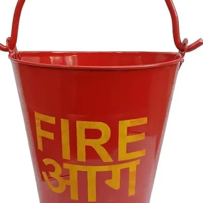 Fire Bucket Alloy Steel Iron Safety Fire Bucket for Fireplace Burning Wood Indoor Outdoor Ashes Carrier Container 9L Red Color  