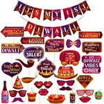 Pack of 5, 1st Diwali Family Celebration Decor Kit of 31 Pcs, Paper Banner And Vibrant Photo Booth Props