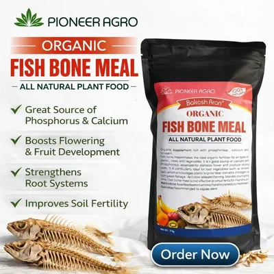 Pioneer Agro Fish Bone Meal - 1 Kg Calcium Organic Nutrient Fertilizer for Advanced Root Development, Flowering