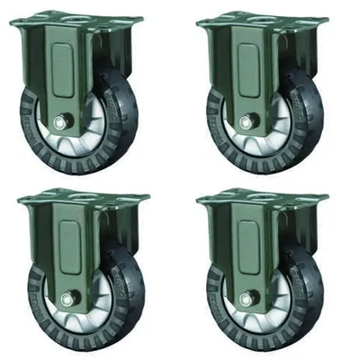 Premium Quality 75 x 32 mm 250 Kg Load Capacity PU Fix Castor Wheel, Plate Size 2.5 mm (Pack Of 4 Pcs )