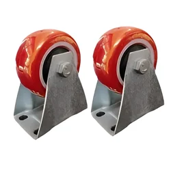 Suwas Trolley 4 x 2 Inch Pack Of 2 PU Caster Wheel With 125 Kg Load Capacity (Fixed Type) | 6 Months Warranty