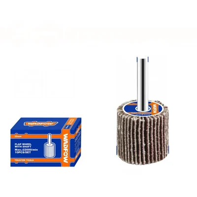 Wadfow 10 Pcs 25mmx25mmx6mm Flap Wheel With Shaft, Grit 80# (WYW2503)