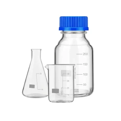 VVS Borosilicate Glass Flask 25ml, Beaker 50ml & Reagent Bottle 250ml Pack of 3 Lab Set