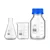 SBT Instruments Borosilicate Glass Measuring Conical Flask 25ml, Beaker 25ml & 100ml Reagent Bottle with Blue Screw Cap