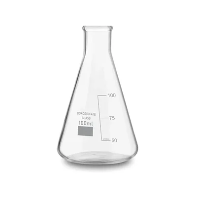 SBT Borosilicate 3.3 Glass Conical Flask 100 ml with Graduation Marks for School, Collage Laboratory
