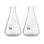 SBT 2 pcs Borosilicate 3.3 Glass 250ml Conical Flask with Graduation Marks for School, Collage, Laboratory