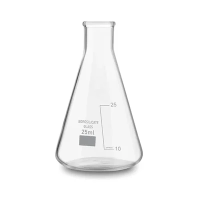 SBT Borosilicate 3.3 Glass 25ml Conical Flask with Graduation Marks for School, Collage, Laboratory
