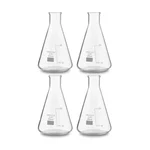 SBT 4 pcs Borosilicate 3.3 Glass 25ml Conical Flask with Graduation Marks for School, Collage, Laboratory