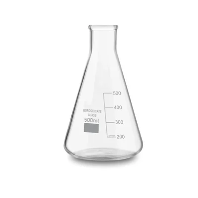 SBT Borosilicate 3.3 Glass 500ml Conical Flask with Graduation Marks for School, Collage, Laboratory