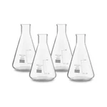 SBT 4 pcs Borosilicate 3.3 Glass 50ml Conical Flask with Graduation Marks for School, Collage, Laboratory