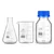 SBT Instruments Borosilicate Glass Measuring Conical Flask 25ml, Beaker 50ml & 50ml Reagent Bottle with Blue Screw Cap