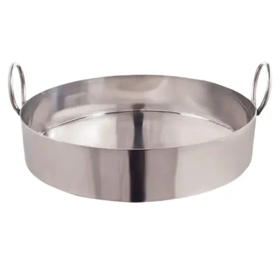 Mira Steel 26 inch Flat Ghevar Kadai 3 MM Thick Kitchenware with Stainless Steel Body