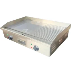 Dual Cooking Surface 29X21 inch SS Electric Flat with Grooved Griddle Plate For Catering, Restaurants