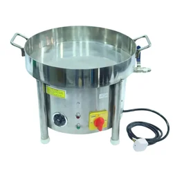 Electric Operated 6 L Capacity SS Flat Kadhai, 3kw Power with Oil Draining Tap for Jalebi and Ghevar Making