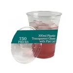 750 Pcs, 300ml Clear Plastic Glass with Flat Lids for Iced Coffee, Soda, Smoothies and Shakes