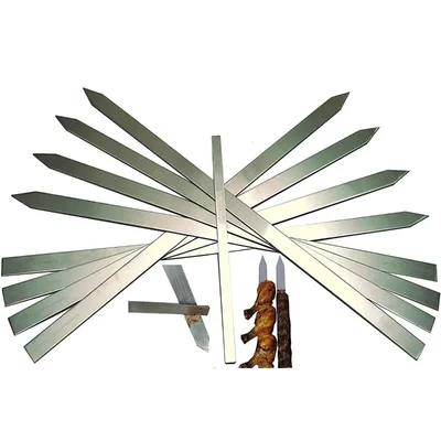Pack of 6 | 24.75X0.375 inch FLAT TANDOOR SKEWERS- ELECTRO POLISH STAINLESS STEEL with 10 MM