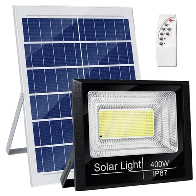 Gigawatts IP67 400W LED Solar Flood Light Wireless Remote Control Solar Panel with Water Resistant for Home, Outdoor Usage