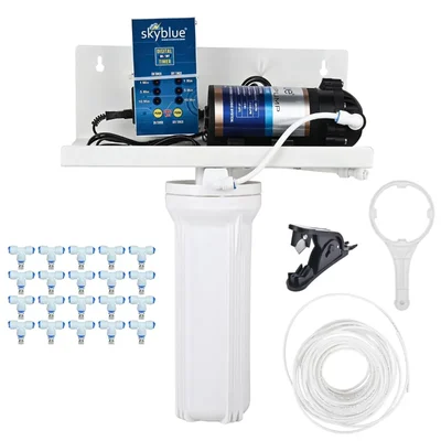 Sky Blue Fogger Kit of 20 Brass Nozzles with Timer, Filter and Other Accessories (1 Year Warranty)