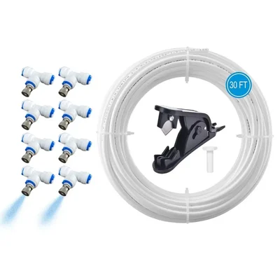 Heavy Duty 8 Pc Nozzles With 30 Feet White Pipe & Cutter For Fogger System For Dairy Farm