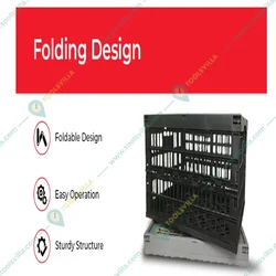 Bigapple 25 kg Capacity Collapsible  Durable Portable Folding  Crate Basket for Storage (50X38X26 cm) - Pack Of 5