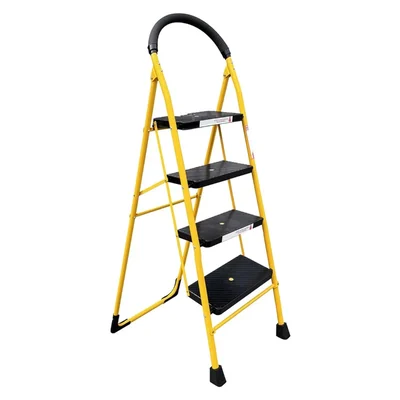 Houza 4 Step 150 Kg Load Capacity Anti Slip Alloy Steel Foldable Ladder (HZ-STEEL-LAD-4-01)
