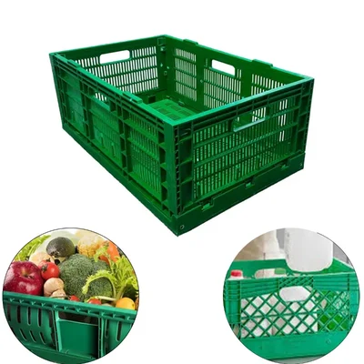 Singhal 25 Litre Plastic Container Foldable Crate 500x325x200 mm, Green Colour