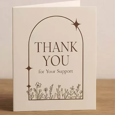 100 Pcs, Premium 3.5 x 2 Inch 250 GSM Matt Finish Both Side Printed Folded Thankyou Card for Packaging