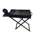 GBE 24 X 12 X 30 inch Folding BBQ Grill With Small Manual Air Blower and Chrome Plated Steel Grill Rod