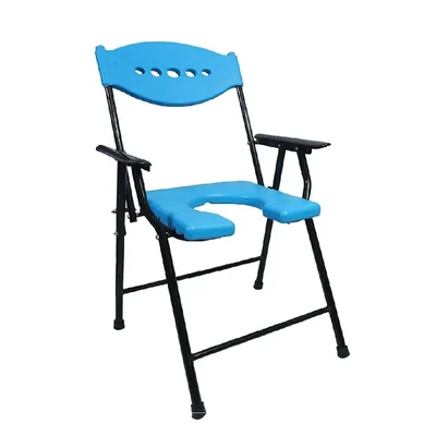 Sami Ortho Aids Folding Commode Chair for Elderly Bedside Toilet Shower and Bathing Room Anti-Skid Stool Blue