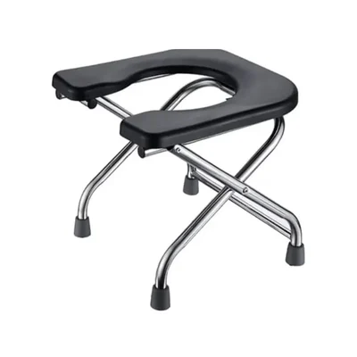 Sami ortho aids Stainless Steel Folding Shower Commode Chair with Padded U-Shaped Toilet