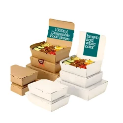 POCHEON® 50 pcs 1000 ml Disposable Kraft Paper Boxes(Color-Brown)