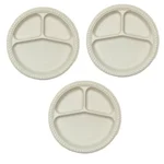 3 Compartment Cornstarch Round Plates, Biodegradable Food Serving Plate for Catering, Restaurant