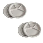 4 Compartment Cornstarch Round Plates, Biodegradable Food Serving Plate for Catering, Restaurant