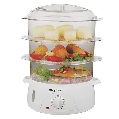 Skyline 800W Food Steamer (VTL- 7063) with 1 Year Warranty, Efficient and Versatile Steaming for Healthy Cooking