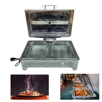 Premium Quality Buffet Food Warmer with Electric Based and Glass Lid, 8 Liter Capacity