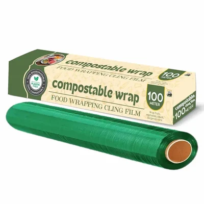 2 Pcs, 50 Metres Biodegradable Food Wrapping Cling Film With Strong Adhesive Technology for Food Storage and Packing