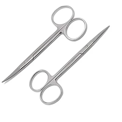 FORGESY SS (2 Pcs) Dressing Scissors 5 Inch Curved & Straight Surgical Instrument for Clinical Ward and First Aid Use