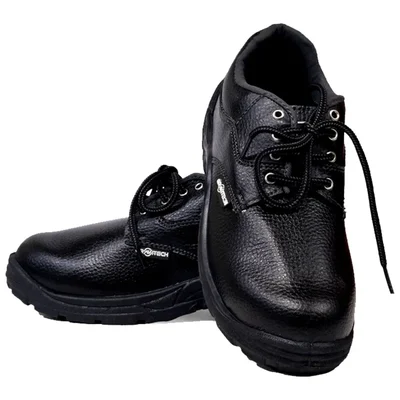 Gravitech Pack of 2 Steel Toe Leather Safety Shoes, PVC Sole for Industrial Use (BRICK LOW)(Size-6)