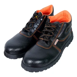 Premium Safety Shoe - PVC Sole, High Ankle, Leather Material With Steel Toe(Size-7)