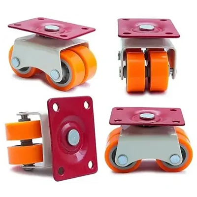 PROBECHO 4 Pieces 50 MM Heavy-Duty Orange Revolving 360° Heavy Castor Wheel For Multipupose Uses