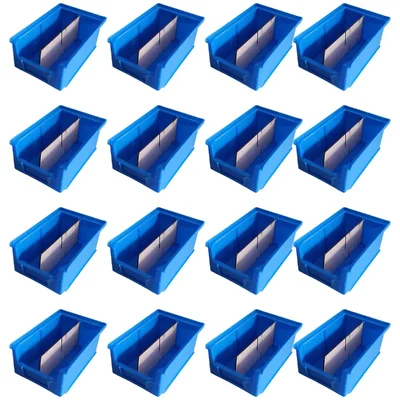 Avsar 170 x 115 x 75 mm FPO Blue Storage Bin with Verticle Partition, HDPE Material (Bin-5) - Pack of 16