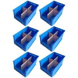 Avsar 230 x 150 x 120 mm FPO Blue Storage Bin with Vertical & Horizontal Partition, HDPE Material (Bin-25) - Pack of 6
