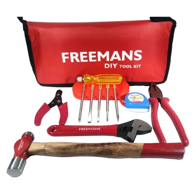 Freemans 6 Pcs. Combo Pack Of Combination Plier, Screw Driver Kit, Stripper, Adjustable Wrench, Hammer, Measuring Tape