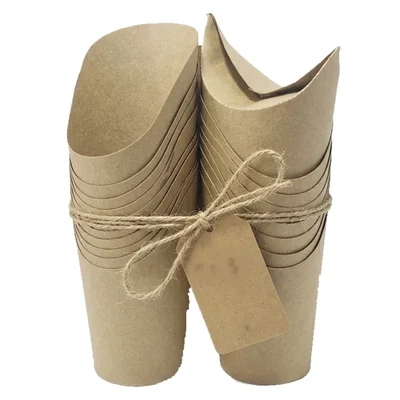 Pack of 100, 200pcs Kraft Paper Closed French Fry Box, Closed Lid Box Container, for Takeout Snacks & Delivery(Pack-100 pcs)