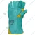 Karam Frontier Pack of 12 Split Leather, 16" Gauntlet Cuff, Heat Resistant, Green & Yellow Safety Gloves