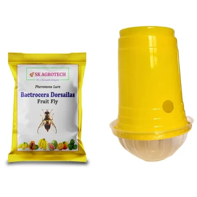 SK Agrotech IPM Trap with Fruit Fly Lure (Bactrocera Dorsalis)(Quantity-5 Traps and 5 Lures)
